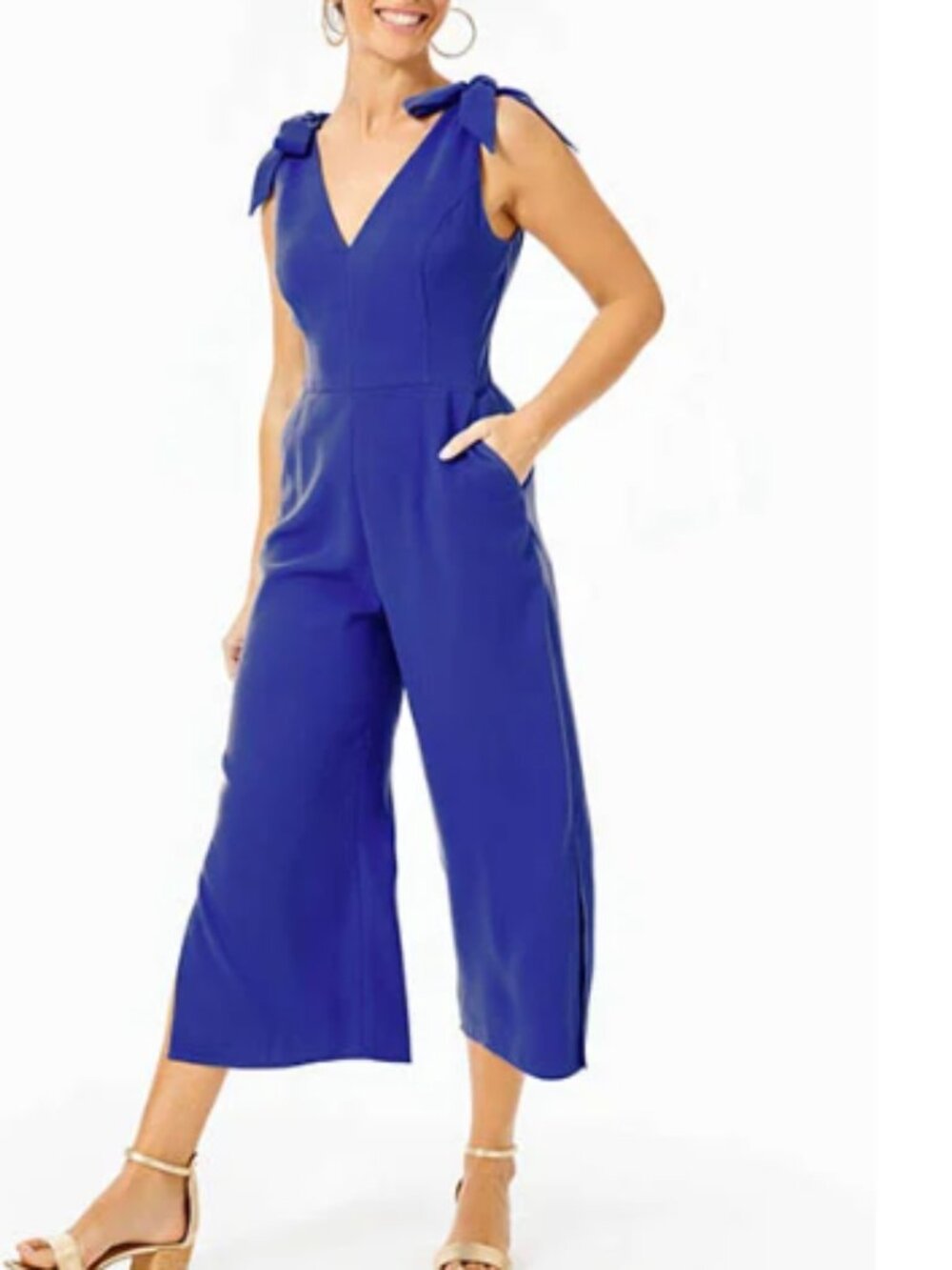 EUC LILLY PULITZER must have cobalt blue jumpsuit POCKETS (0)